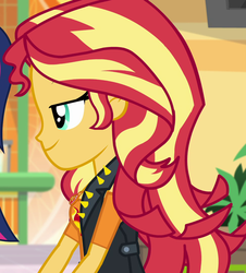 Size: 978x1080 | Tagged: safe, screencap, sunset shimmer, equestria girls, equestria girls specials, g4, my little pony equestria girls: better together, my little pony equestria girls: rollercoaster of friendship, cropped, cute, geode of empathy, magical geodes, shimmerbetes, smiling