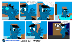 Size: 1280x734 | Tagged: safe, artist:agkandphotomaker2000, oc, oc:pony video maker, pegasus, pony, 2016, bathroom, bipedal, comic, desperation, drinking glass, gritted teeth, male, need to pee, old, omorashi, potty time, solo, stallion, teeth, water