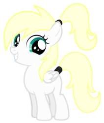 Size: 1336x1574 | Tagged: safe, artist:pestil, oc, oc:luftkrieg, pegasus, pony, 2019 community collab, derpibooru community collaboration, aryan, aryan pony, blonde, cute, female, filly, foal, folded wings, luftkriebetes, ponytail, show accurate, simple background, smiling, solo, transparent background, vector, wings