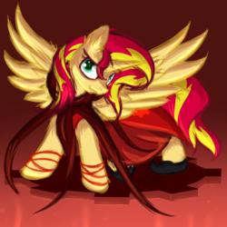 Size: 1600x1600 | Tagged: safe, artist:frist44, sunset shimmer, alicorn, pony, g4, alicornified, female, god tier, homestuck, race swap, shimmercorn, solo, sylph of time, wheel