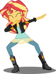 Size: 6133x8102 | Tagged: safe, artist:toonalexsora007, sunset shimmer, equestria girls, g4, my little pony equestria girls: friendship games, absurd resolution, clothes, dab, eyes closed, female, jacket, leather jacket, pants, simple background, smiling, solo, transparent background