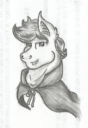 Size: 403x581 | Tagged: safe, artist:littletigressda, oc, oc only, pony, vampire, vampony, gray background, grayscale, monochrome, pencil drawing, simple background, sketch, solo, traditional art