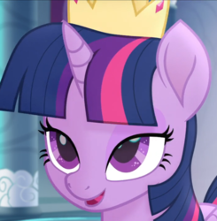 Size: 638x651 | Tagged: safe, screencap, twilight sparkle, alicorn, pony, g4, my little pony: the movie, bedroom eyes, cropped, crown, female, jewelry, lidded eyes, mare, open mouth, reaction image, regalia, solo, twilight sparkle (alicorn)