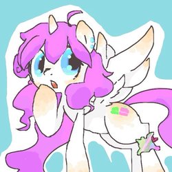Size: 600x600 | Tagged: safe, artist:ume89s, oc, oc only, alicorn, pony, female, horn, mare, open mouth, solo, wings