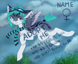 Size: 1840x1509 | Tagged: safe, artist:fkk, artist:greisen, oc, oc only, oc:nayhade, pegasus, pony, adoptable, auction, clothes, collaboration, female, glasses, mare, scarf, solo