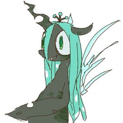 Size: 600x600 | Tagged: safe, artist:ume89s, queen chrysalis, changeling, changeling queen, g4, female, smiling, solo