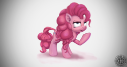 Size: 1500x800 | Tagged: safe, artist:assasinmonkey, artist:grayworldcorporation, edit, pinkie pie, earth pony, pony, g4, female, gradient background, mare, solo