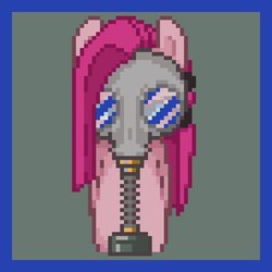 Size: 544x544 | Tagged: safe, artist:ume89s, pinkie pie, earth pony, pony, g4, female, gas mask, mare, mask, pinkamena diane pie, pixel art, solo