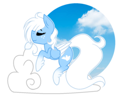 Size: 938x764 | Tagged: safe, artist:mintoria, oc, oc only, oc:cloud shaper, pegasus, pony, cloud, female, mare, solo, two toned wings
