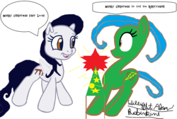 Size: 1718x1154 | Tagged: safe, artist:superroblox00, oc, oc:fast love, oc:serendipity, earth pony, pegasus, pony, g3, g3.5, g4, christmas, christmas tree, g3.5 to g4, generation leap, holiday, text, tree