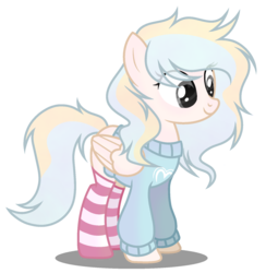 Size: 1615x1652 | Tagged: safe, artist:nightmarye, oc, oc only, oc:candy petal, pegasus, pony, clothes, female, mare, simple background, socks, solo, striped socks, sweater, transparent background