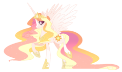 Size: 1052x620 | Tagged: safe, artist:m-00nlight, princess celestia, pony, g4, alternate design, female, mare, simple background, solo, transparent background