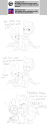 Size: 1152x3074 | Tagged: safe, artist:sintakhra, smolder, spike, dragon, tumblr:studentsix, g4, ask, monochrome, reupload, tumblr, winged spike, wings