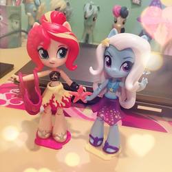 Size: 1080x1080 | Tagged: safe, bon bon, lyra heartstrings, sunset shimmer, sweetie drops, trixie, equestria girls, equestria girls specials, g4, my little pony equestria girls: better together, my little pony equestria girls: forgotten friendship, clothes, doll, equestria girls minis, irl, photo, swimsuit, toy