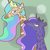 Size: 600x600 | Tagged: safe, artist:ume89s, princess celestia, princess luna, giraffe, g4, crown, female, giraffelestia, giraffied, jewelry, regalia, species swap