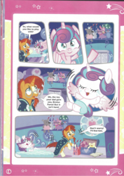 Size: 826x1169 | Tagged: safe, princess flurry heart, sunburst, pony, g4, baby, comic, diaper, foal, magazine scan, the quest for the lost toy, toy