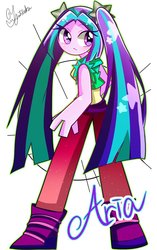 Size: 754x1200 | Tagged: safe, artist:yuyutsuka_0130, aria blaze, equestria girls, g4, female, looking at you, no nose, solo