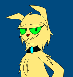 Size: 1828x1930 | Tagged: safe, artist:derpanater, oc, oc only, oc:scrappy, diamond dog, hellhound, fallout equestria, collar, female, female diamond dog, fur, looking at you, smiling, solo