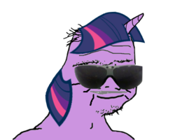 Size: 500x400 | Tagged: safe, twilight sparkle, pony, g4, 1000 hours in ms paint, 30 year old boomer, boomer, facial hair, meme, moustache, shitposting, sunglasses, wojak