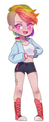 Size: 726x1812 | Tagged: safe, artist:erinartista, rainbow dash, human, g4, converse, female, humanized, open mouth, shoes, simple background, smiling, solo, transparent background