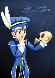 Size: 1600x2264 | Tagged: safe, artist:jucamovi1992, flash sentry, equestria girls, g4, hamlet, male, skull, solo, to be or not to be, william shakespeare