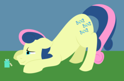 Size: 2986x1947 | Tagged: safe, artist:alltimemine, bon bon, sweetie drops, earth pony, pony, g4, cutie mark, face down ass up, female, floppy ears, inkscape, lineless, mare, present, profile, smiling, solo, vector