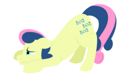 Size: 3000x1956 | Tagged: safe, alternate version, artist:alltimemine, bon bon, sweetie drops, earth pony, pony, g4, cutie mark, face down ass up, female, floppy ears, inkscape, lineless, mare, profile, simple background, smiling, solo, transparent background, vector