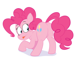 Size: 1500x1200 | Tagged: safe, artist:scobionicle99, pinkie pie, earth pony, pony, g4, balloonbutt, blushing, butt, featureless crotch, female, looking back, mare, plot, rear view, smiling, solo, tail, tongue out