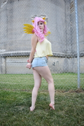 Size: 4000x6000 | Tagged: safe, artist:everage, fluttershy, human, g4, clothes, cosplay, costume, feet, irl, irl human, photo, sleeveless