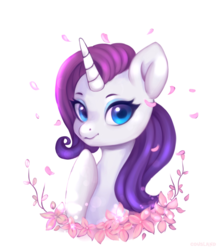Size: 3224x3640 | Tagged: safe, artist:cousland, rarity, pony, unicorn, g4, bust, cherry blossoms, cute, explicit source, female, flower, flower blossom, high res, looking at you, mare, portrait, raribetes, simple background, solo, white background
