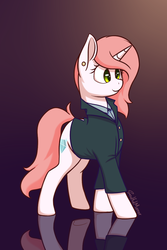 Size: 800x1200 | Tagged: safe, artist:soulfulmirror, oc, oc only, oc:liliana gemmare, pony, unicorn, clothes, female, mare, solo, suit