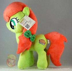 Size: 600x592 | Tagged: safe, artist:onlyfactory, peachy sweet, earth pony, pony, g4, apple family member, background pony, bootleg, bow, female, hair bow, irl, mare, photo, plushie, solo