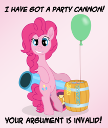 Size: 1456x1729 | Tagged: safe, artist:malte279, pinkie pie, pony, g4, balloon, confetti, grin, party cannon, smiling, smug, vector