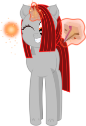 Size: 2051x3001 | Tagged: safe, artist:onil innarin, oc, oc only, oc:ore pie, pony, unicorn, 2019 community collab, derpibooru community collaboration, grin, hair over one eye, high res, magic, male, one eye closed, simple background, smiling, solo, sparkles, teenager, telekinesis, transparent background, vector, wink, wisp