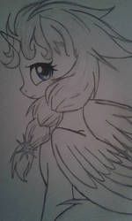 Size: 1024x1707 | Tagged: safe, artist:enviaart, alicorn, pony, elsa, frozen (movie), monochrome, ponified, solo, traditional art