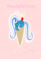 Size: 2039x2894 | Tagged: safe, artist:riofluttershy, oc, oc:fleurbelle, alicorn, pony, alicorn oc, food, high res, ice cream, micro, poster, solo, vintage inspired