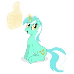 Size: 1024x1024 | Tagged: safe, artist:dijhojee, lyra heartstrings, pony, unicorn, g4, female, glowing horn, hand, horn, magic, magic hands, mare, open mouth, simple background, sitting, smiling, solo, transparent background