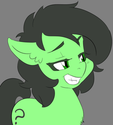Size: 592x655 | Tagged: safe, artist:lockhe4rt, oc, oc:filly anon, earth pony, pony, anonymous, disney, face, female, filly, reaction, smiling, smug, solo