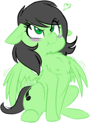 Size: 1024x1404 | Tagged: safe, artist:jessy, edit, oc, oc:filly anon, pegasus, pony, angry, behaving like a bird, blushing, chest, chest fluff, face, female, filly, fluffy, partially open wings, reaction, scrunchy face, simple background, sitting, smiling, smug, threat display, transparent background, wings