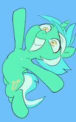 Size: 750x1200 | Tagged: safe, artist:baigak, lyra heartstrings, pony, unicorn, g4, blue background, excited, female, irrational exuberance, mare, simple background, smiling, solo
