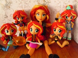 Size: 1320x990 | Tagged: safe, artist:whatthehell!?, sunset shimmer, equestria girls, g4, my little pony equestria girls: better together, my little pony equestria girls: friendship games, beach, bikini, boots, clothes, doll, equestria girls minis, globe, irl, midriff, photo, shoes, skirt, sunset sushi, swimsuit, theme park, toy