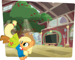 Size: 583x466 | Tagged: safe, applejack, pony, g4, official, apple, bucking, clothes, food, pony history, school of friendship, school uniform, stock vector