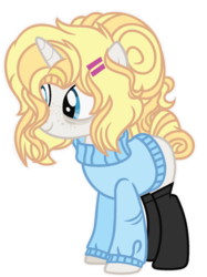 Size: 1252x1672 | Tagged: safe, artist:bezziie, oc, oc only, pony, unicorn, clothes, female, mare, simple background, socks, solo, sweater, transparent background