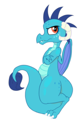 Size: 2548x3819 | Tagged: safe, artist:paskanaakka, derpibooru exclusive, princess ember, dragon, g4, crossed arms, dragoness, female, grumpy, high res, simple background, solo, tail between legs, transparent background