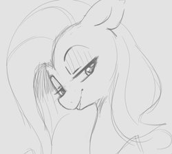 Size: 505x453 | Tagged: safe, artist:tre, fluttershy, pegasus, pony, g4, female, grayscale, mare, monochrome, sketch, solo