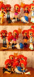 Size: 979x2192 | Tagged: safe, artist:whatthehell!?, flash sentry, sunset shimmer, equestria girls, g4, my little pony equestria girls: better together, my little pony equestria girls: friendship games, balloon, beach, boots, clothes, doll, equestria girls minis, globe, irl, photo, rope, shoes, skirt, sunset sushi, swimsuit, theme park, toy