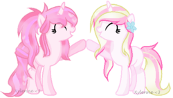 Size: 523x296 | Tagged: safe, artist:xylenneisnotamazing, oc, oc only, oc:cherry blossom, oc:light aurora, pony, base used, female, mare, simple background, transparent background