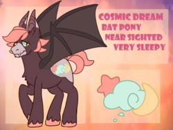 Size: 3600x2700 | Tagged: safe, artist:girlboyburger, oc, oc only, oc:cosmic dream, bat pony, pony, high res, male, pastel, reference sheet, simple background, solo, stallion