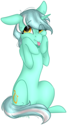 Size: 518x969 | Tagged: safe, artist:sychia, lyra heartstrings, pony, unicorn, g4, :p, cute, eye clipping through hair, female, floppy ears, lyrabetes, mare, silly, simple background, sitting, solo, squishy cheeks, tongue out, transparent background