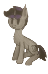 Size: 1186x1835 | Tagged: safe, artist:antique1899, oc, oc only, oc:ink script, pony, unicorn, 2019 community collab, derpibooru community collaboration, simple background, sitting, solo, traditional art, transparent background